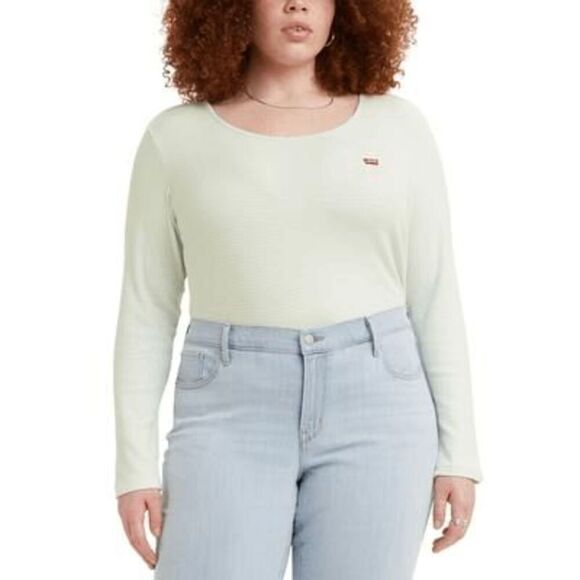 Levi's Women's Plus Size Honey Long Sleeve Tee - Vanilla Starlight Blue 1X - Picture 1 of 4